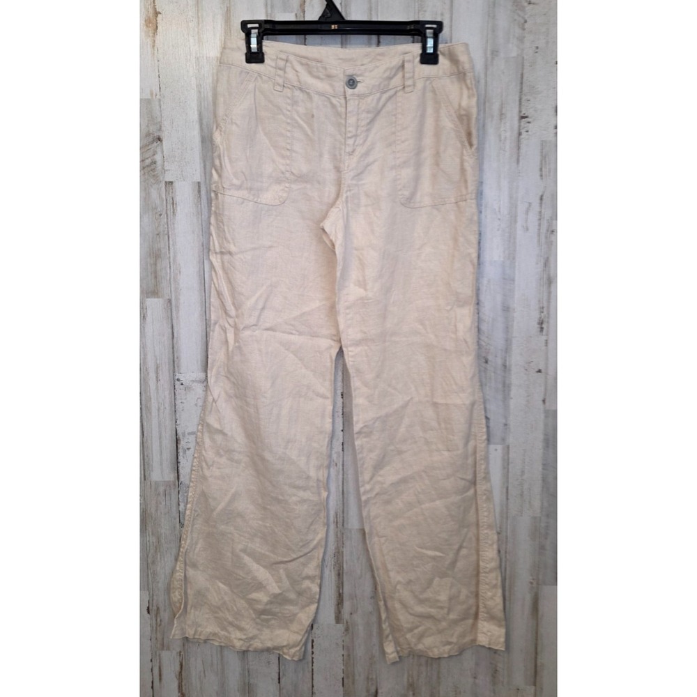 EUC London Jeans size S 100% Linen Straight Pants Lagenlook w/Pockets